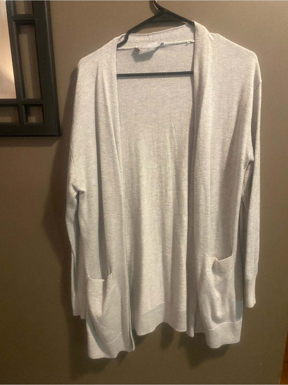 Light Gray Open-Front Women's Cardigan with Pockets